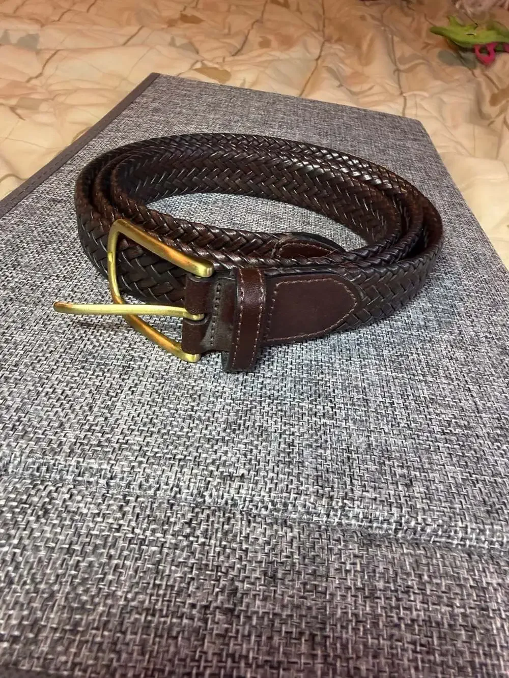 Perry Ellis Portfolio Men's Dark Brown Braided Leather Belt Size 46 KP65106